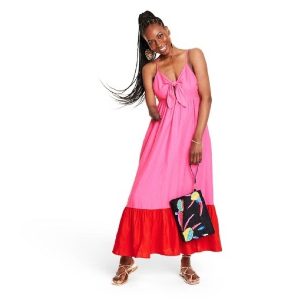 BRAND NEW with Tags. Tabitha Brown tie front dress. RED/PInk